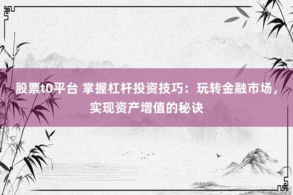 股票t0平台 掌握杠杆投资技巧：玩转金融市场，实现资产增值的秘诀