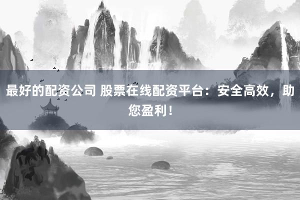 最好的配资公司 股票在线配资平台：安全高效，助您盈利！