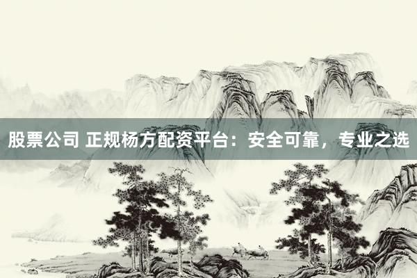 股票公司 正规杨方配资平台：安全可靠，专业之选