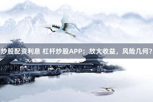 炒股配资利息 杠杆炒股APP：放大收益，风险几何？