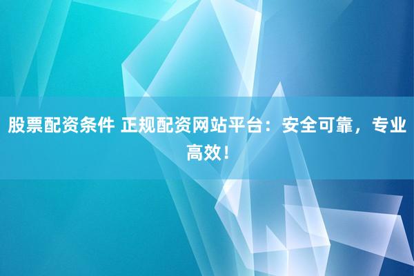 股票配资条件 正规配资网站平台：安全可靠，专业高效！