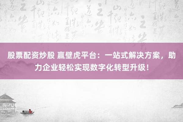 股票配资炒股 赢壁虎平台：一站式解决方案，助力企业轻松实现数字化转型升级！