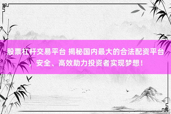 股票杠杆交易平台 揭秘国内最大的合法配资平台，安全、高效助力投资者实现梦想！