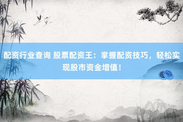 配资行业查询 股票配资王：掌握配资技巧，轻松实现股市资金增值！