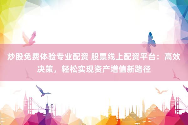 炒股免费体验专业配资 股票线上配资平台：高效决策，轻松实现资产增值新路径