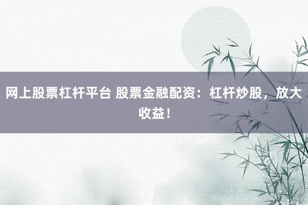 网上股票杠杆平台 股票金融配资:杠杆炒股,放大收益!