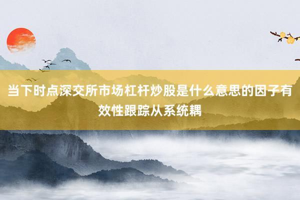 当下时点深交所市场杠杆炒股是什么意思的因子有效性跟踪从系统耦