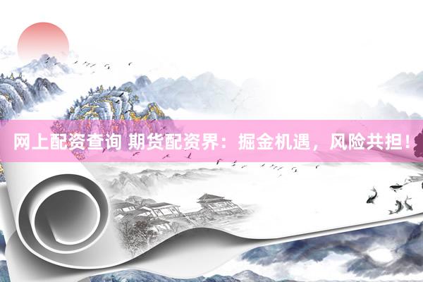 网上配资查询 期货配资界：掘金机遇，风险共担！